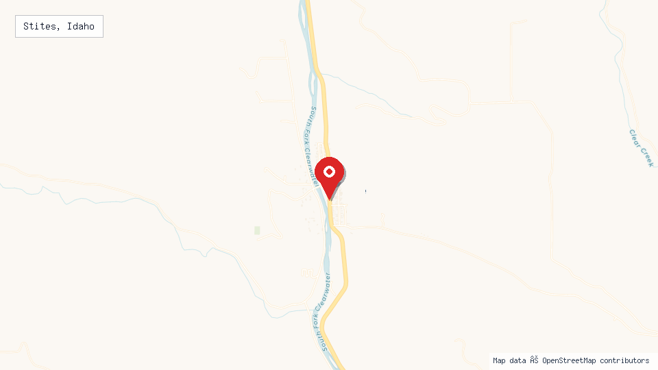 Street map of Stites, Idaho with location pin
