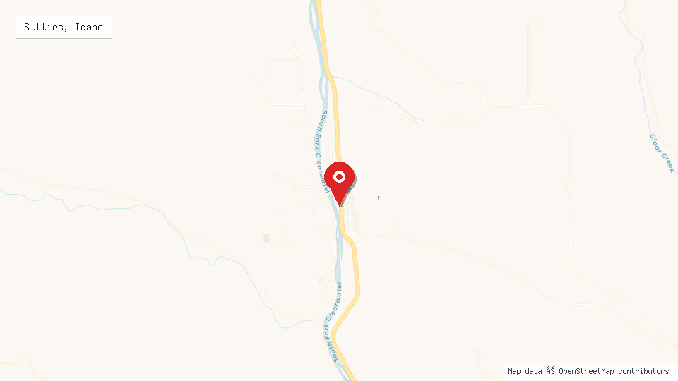 Street map of Stities, Idaho with location pin