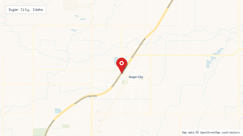 Street map of Sugar City, Idaho with location pin