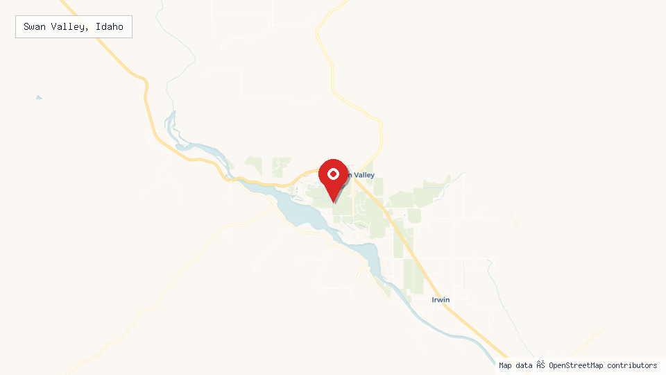 Street map of Swan Valley, Idaho with location pin
