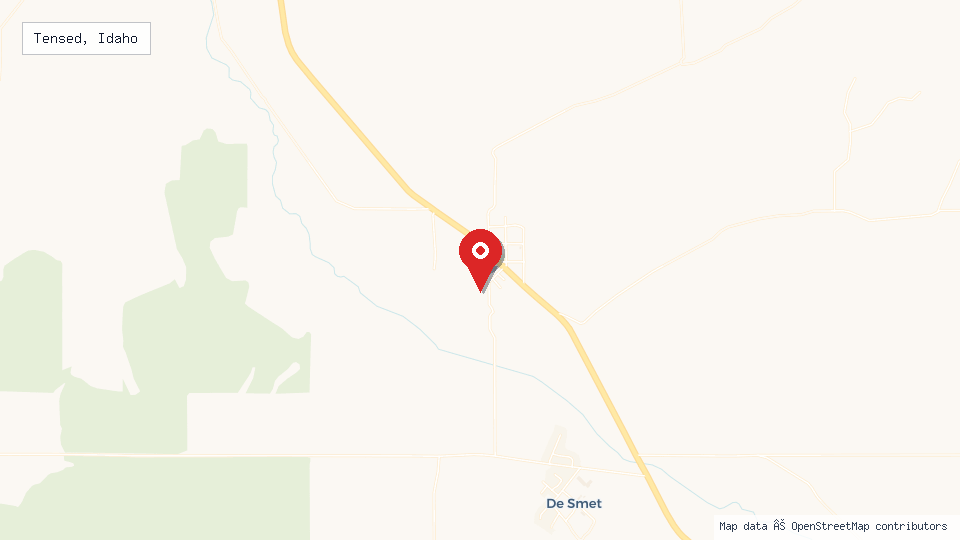Street map of Tensed, Idaho with location pin