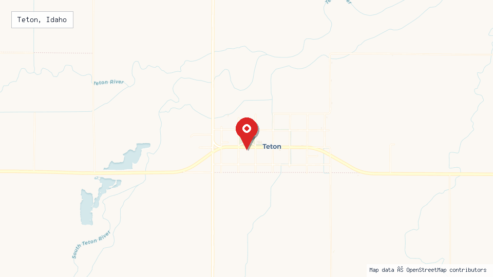 Street map of Teton, Idaho with location pin