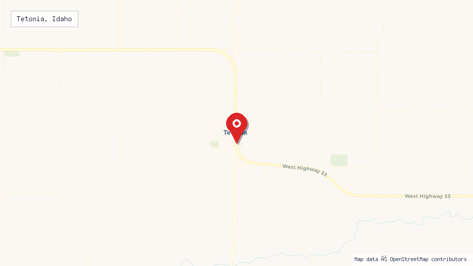 Street map of Tetonia, Idaho with location pin