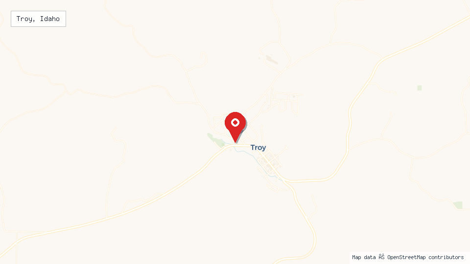 Street map of Troy, Idaho with location pin