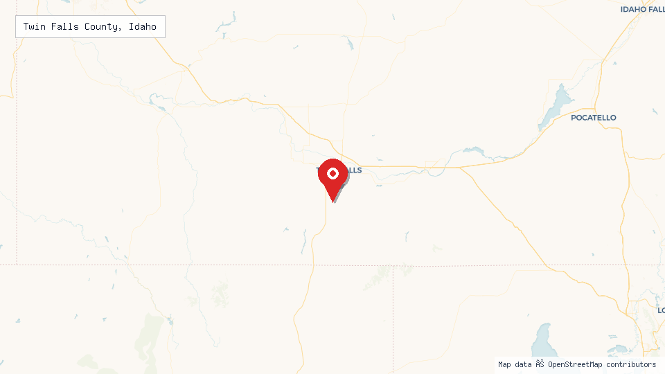 Street map of Twin Falls County, Idaho with location pin