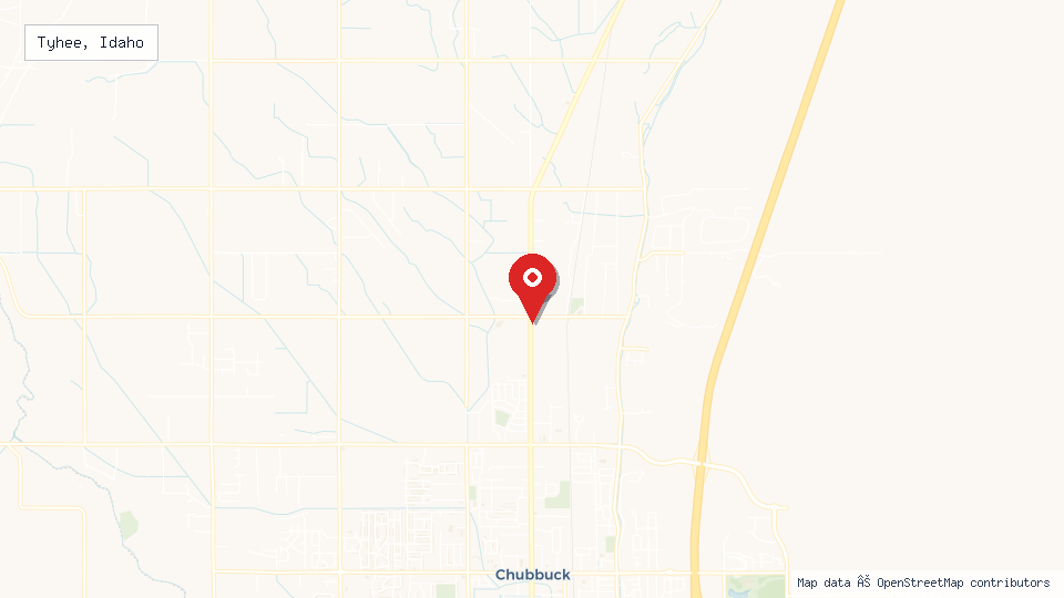 Street map of Tyhee, Idaho with location pin