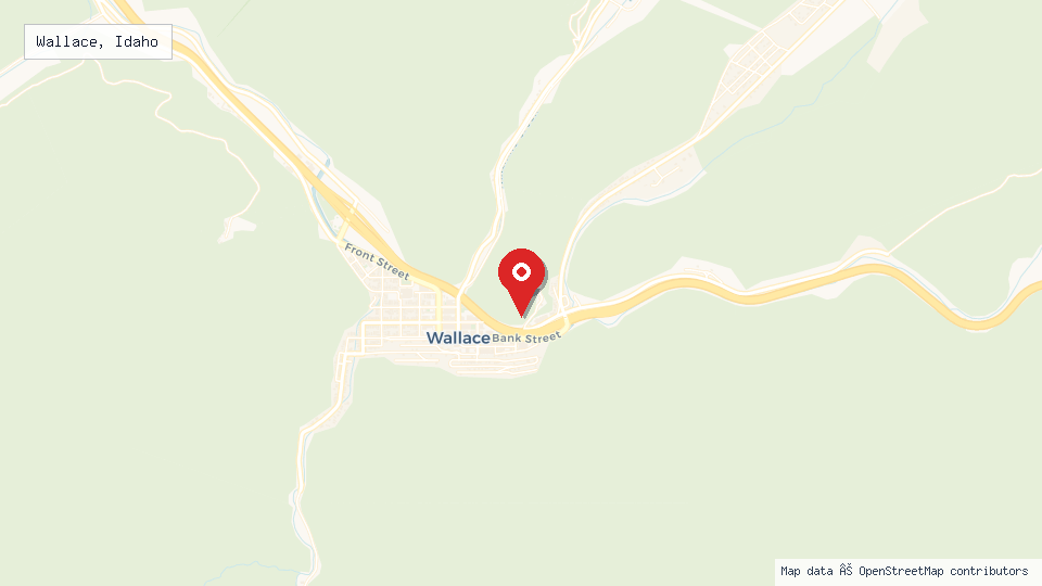 Street map of Wallace, Idaho with location pin