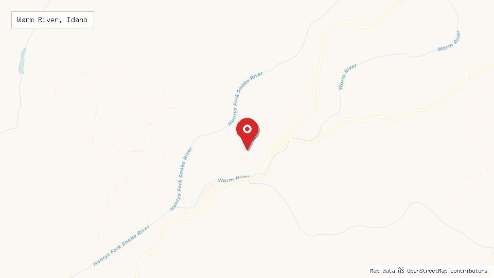 Street map of Warm River, Idaho with location pin