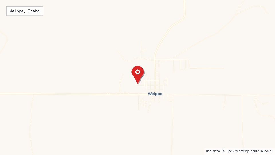 Street map of Weippe, Idaho with location pin