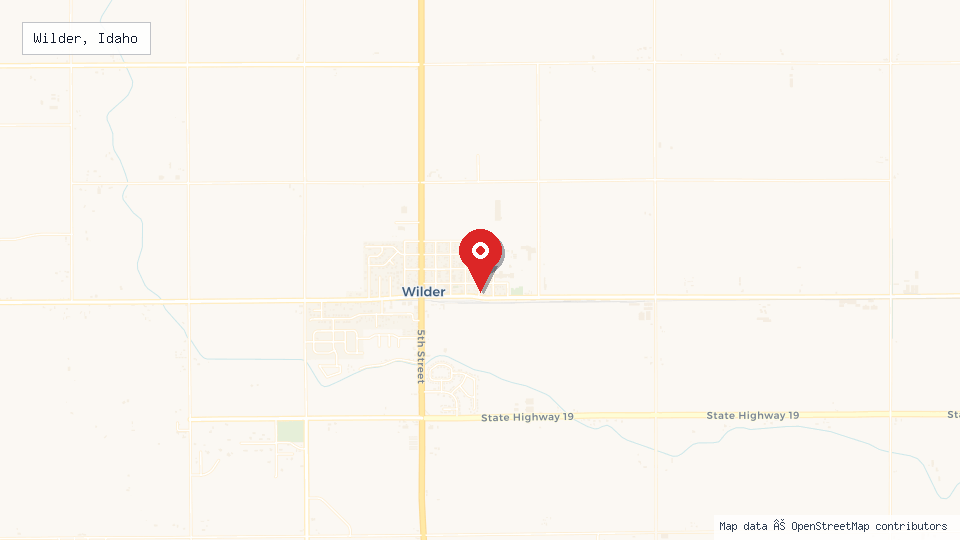 Street map of Wilder, Idaho with location pin