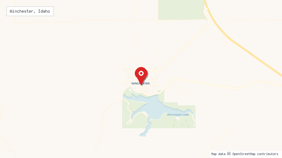 Street map of Winchester, Idaho with location pin
