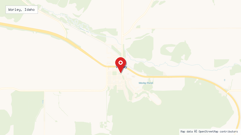 Street map of Worley, Idaho with location pin