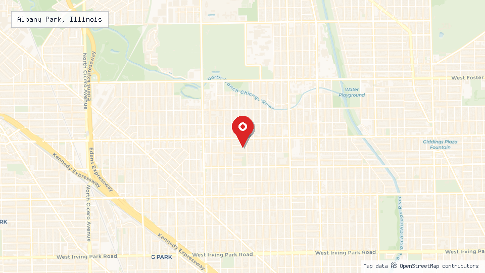 Street map of Albany Park, Illinois with location pin