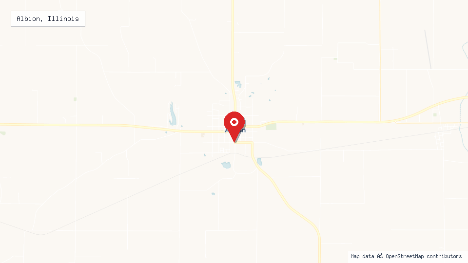 Street map of Albion, Illinois with location pin