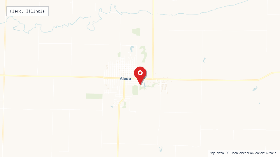 Street map of Aledo, Illinois with location pin
