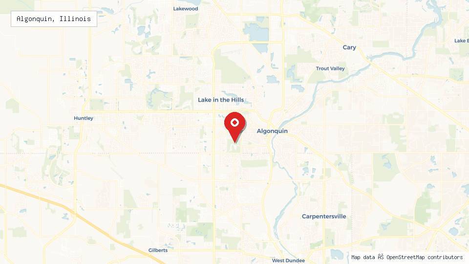 Street map of Algonquin, Illinois with location pin