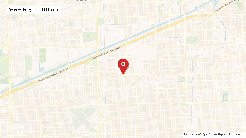 Street map of Archer Heights, Illinois with location pin