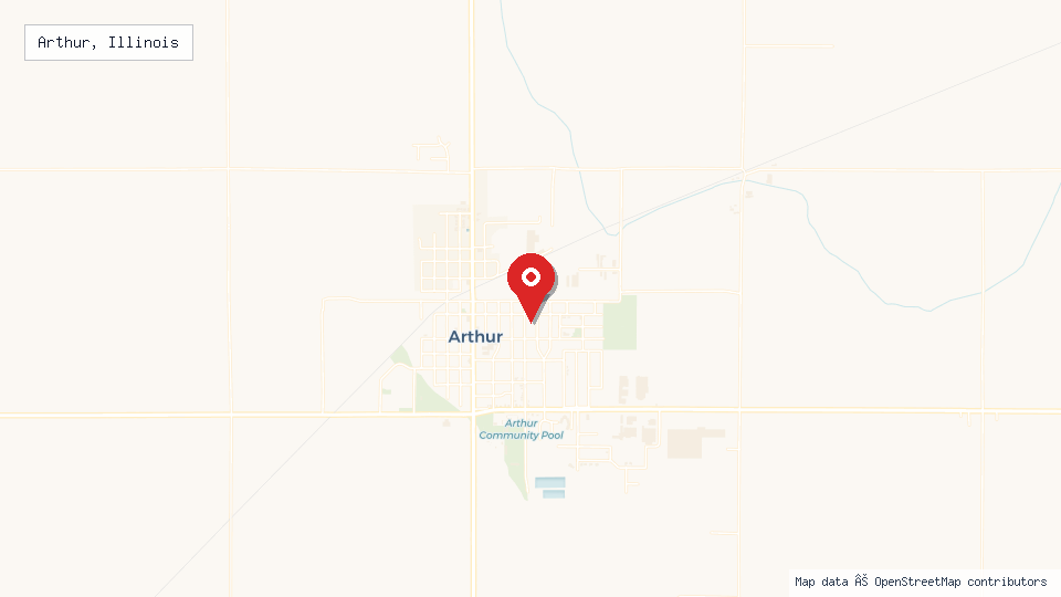 Street map of Arthur, Illinois with location pin