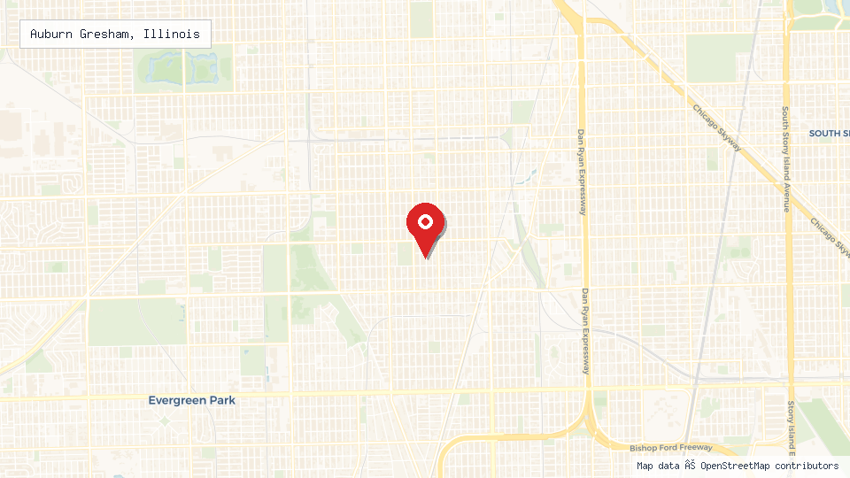 Street map of Auburn Gresham, Illinois with location pin
