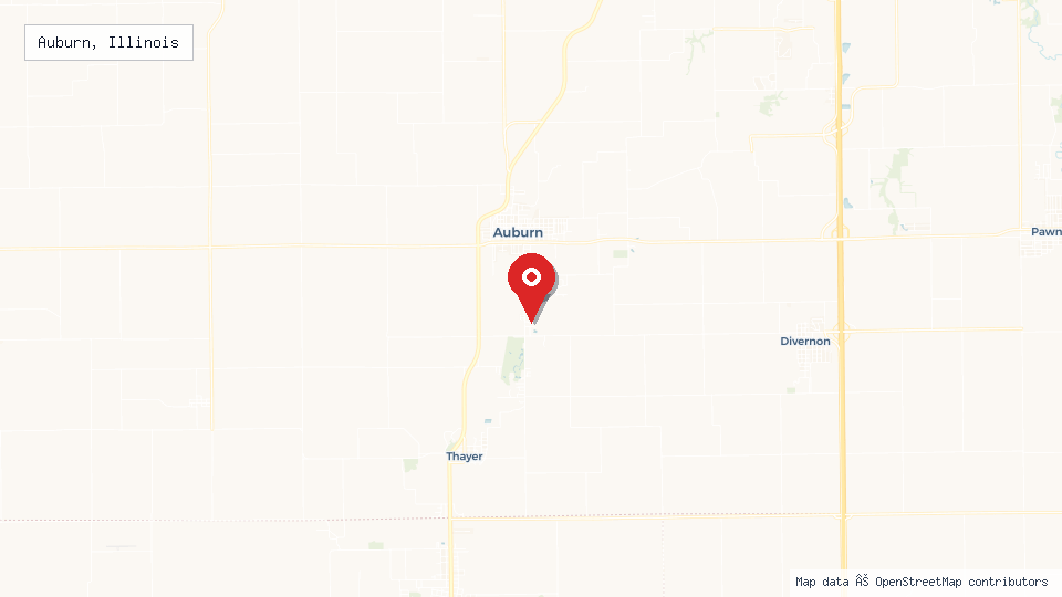Street map of Auburn, Illinois with location pin