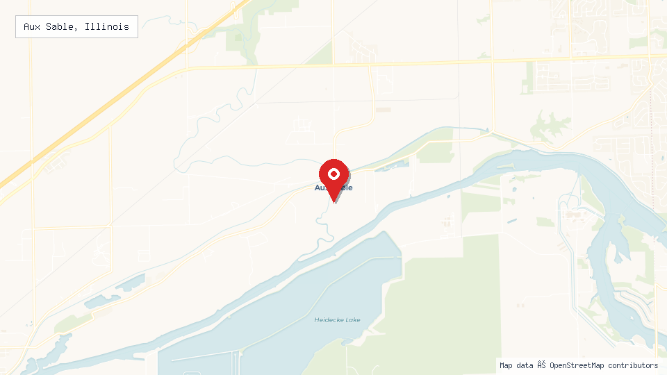 Street map of Aux Sable, Illinois with location pin