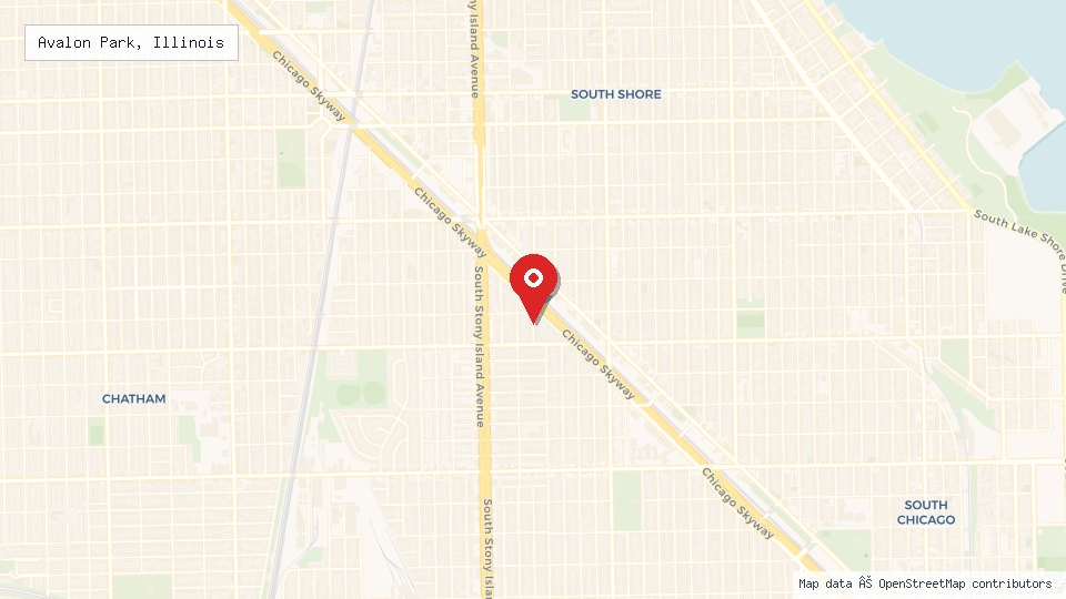 Street map of Avalon Park, Illinois with location pin
