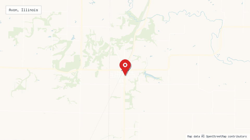 Street map of Avon, Illinois with location pin
