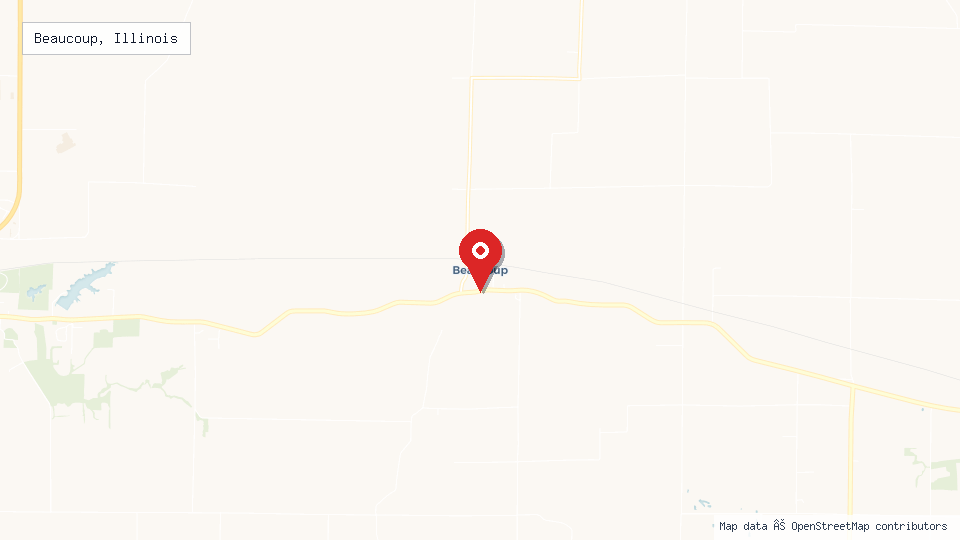 Street map of Beaucoup, Illinois with location pin