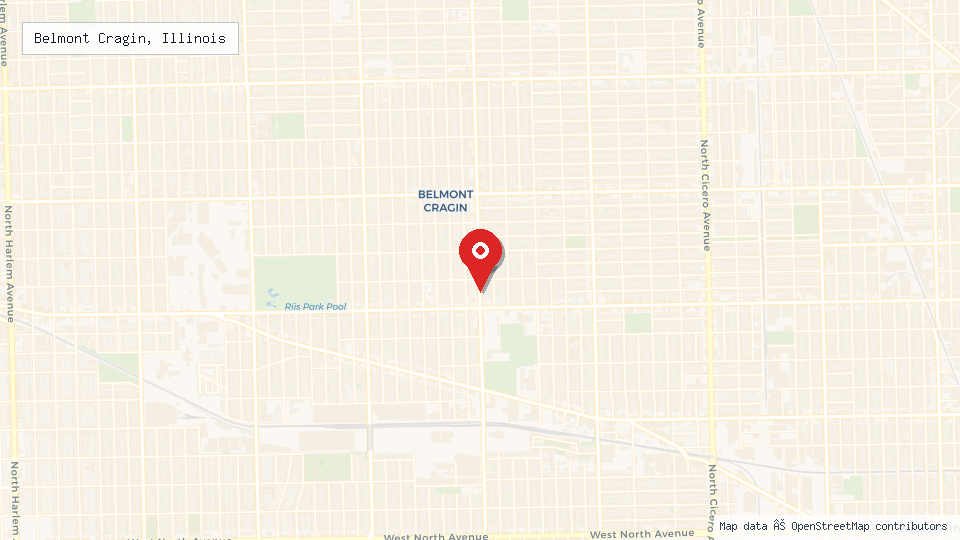 Street map of Belmont Cragin, Illinois with location pin
