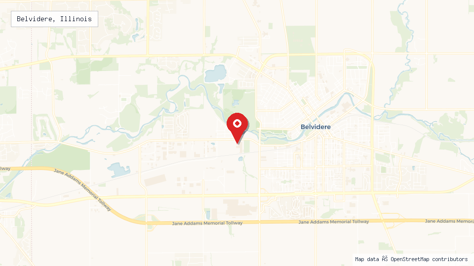 Street map of Belvidere, Illinois with location pin