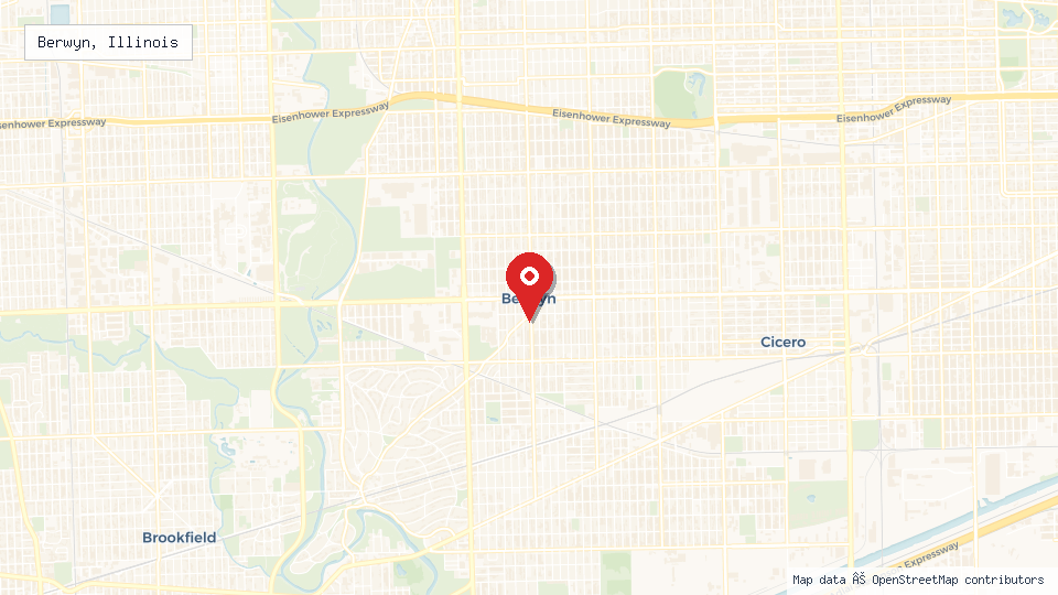 Street map of Berwyn, Illinois with location pin