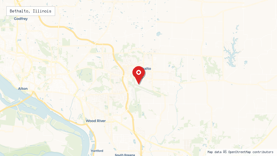 Street map of Bethalto, Illinois with location pin