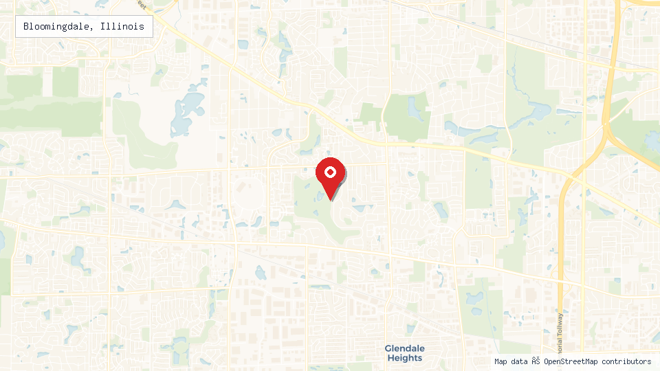 Street map of Bloomingdale, Illinois with location pin