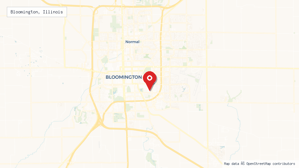 Street map of Bloomington, Illinois with location pin