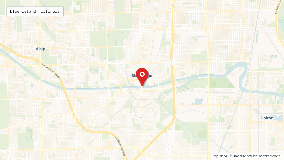 Street map of Blue Island, Illinois with location pin