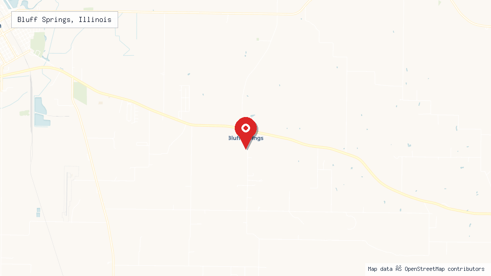 Street map of Bluff Springs, Illinois with location pin