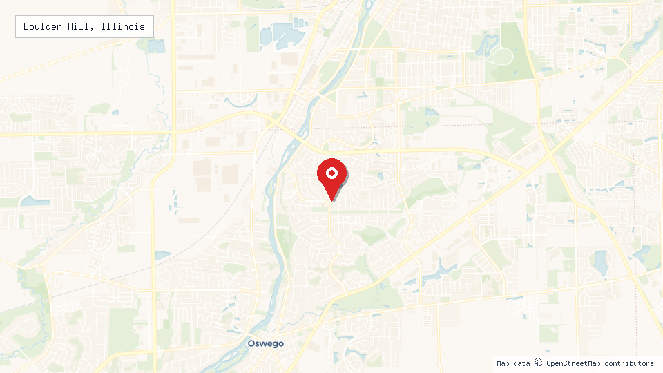 Street map of Boulder Hill, Illinois with location pin