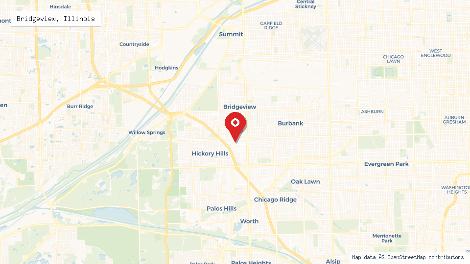 Street map of Bridgeview, Illinois with location pin