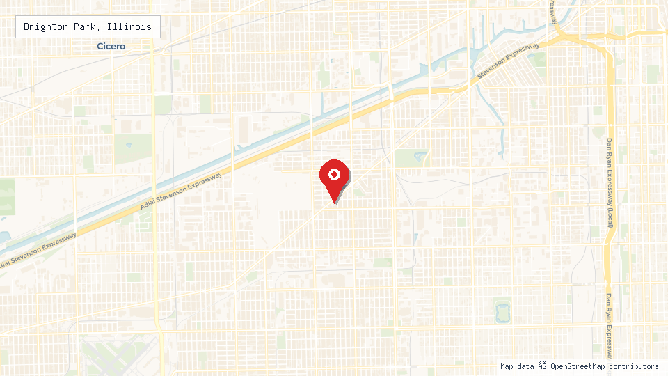 Street map of Brighton Park, Illinois with location pin