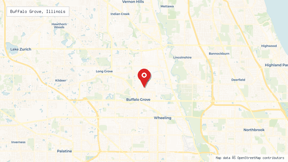 Street map of Buffalo Grove, Illinois with location pin