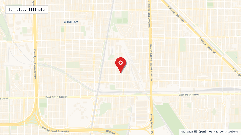 Street map of Burnside, Illinois with location pin