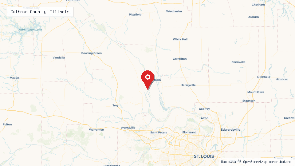 Street map of Calhoun County, Illinois with location pin