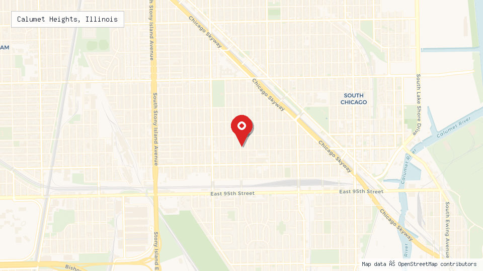 Street map of Calumet Heights, Illinois with location pin
