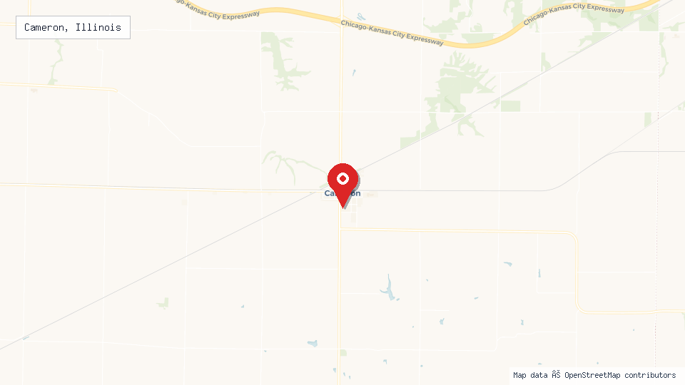 Street map of Cameron, Illinois with location pin