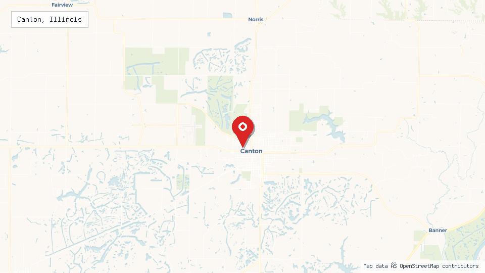 Street map of Canton, Illinois with location pin
