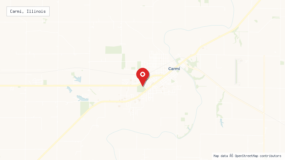 Street map of Carmi, Illinois with location pin