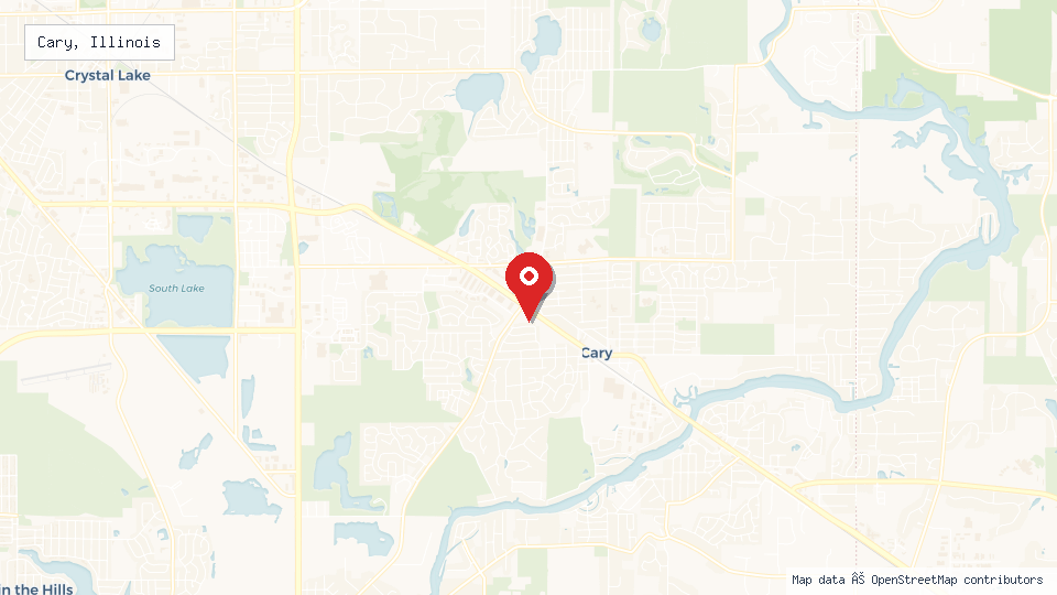 Street map of Cary, Illinois with location pin