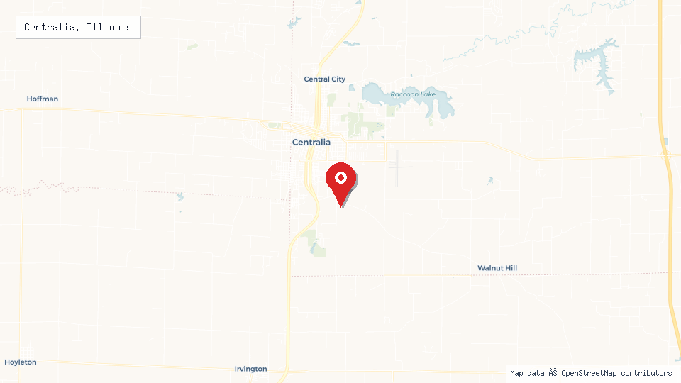 Street map of Centralia, Illinois with location pin