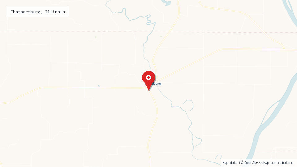 Street map of Chambersburg, Illinois with location pin