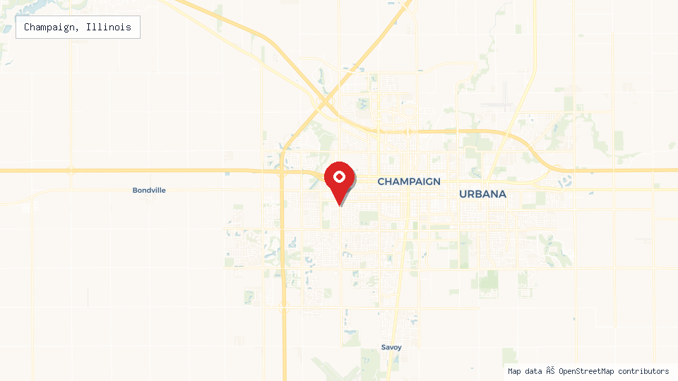 Street map of Champaign, Illinois with location pin